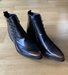 Brand New Samuel Thatcher Dress Boots Size 11 / 46 Brown And Bronze Zip Side - Picture 1 of 9