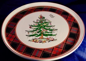 SPODE CHRISTMAS TREE TARTAN LAZY SUSAN 360 Degree Rotation - Picture 1 of 8