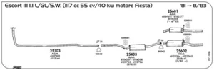 MARMITTA POSTERIORE PER FORD Escort III 1,1 L/GL/S.W. 1117 cc 55 cv/40Kw Fiesta - Imagen 1 de 1