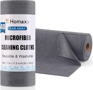 Homaxy Microfiber Cleaning Cloth Roll,40Pack Reusable Tear Away Towels11.8"11.8 - Picture 1 of 6