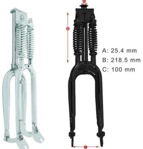 20" Classic Dual Spring Fork 1" Threadless Bicycle Cruiser Fork with Brake Mount - Picture 1 of 7