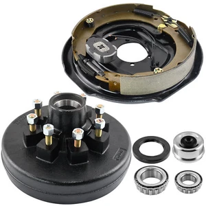 Left Side Electric Brake Assembly 8X6.5 Trailer Hub Drum For 7000lbs axle H18 TX - Picture 1 of 8