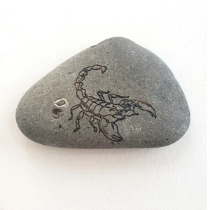 Scorpion Engraved Worry Stone, Free Personalization, Custom Pocket Stone - Picture 1 of 5