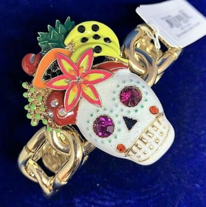 CALAVERA DE AZÚCAR Fruta Brillo Estrás Halloween Betsey Johnson Pulsera de gran tamaño - Imagen 1 de 12