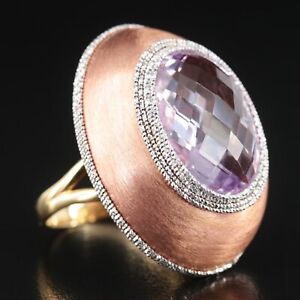 $7500 / NEW /  Vicenza Italy Hand-Made Massive Amethyst Ring / 18K Gold