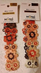 2 Pack: Scunci Hair Wrap Bright Color Flowers Lace Headbands - Picture 1 of 2