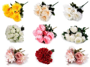 Kunstblumen künstliche Blumen Rosen Chrysantheme Blumenstrauß wahlweise - Bild 1 von 9