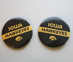Pair of Vintage University of Iowa Hawkeyes Hawk Pins Pinbacks Buttons - Picture 1 of 3