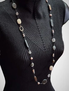 Collier Silpada "Centre-ville" perle hématite calcédoine 925 sterling 36 pouces - Photo 1/10