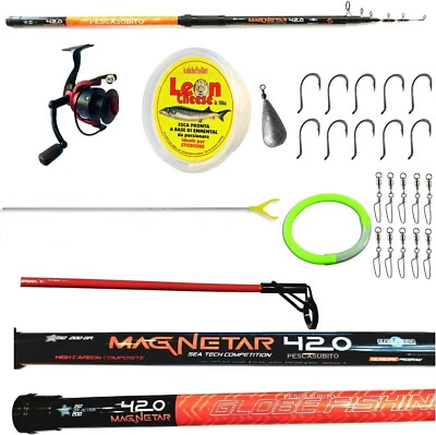 Combo Attrezzatura Pesca Storione Canna Mulinello Esca Accessori Storioni - Immagine 1 di 4