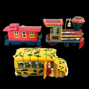 Vintage Hallmark Andenken Ornamente 3 Stück Motor Begleitwagen Magic Schulbus - Bild 1 von 10