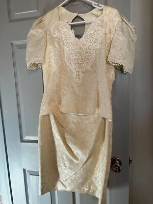 Vestido para mujer Scott McClintock vintage blanco marfil lápiz talla 12 con encaje Foto 1 de 4