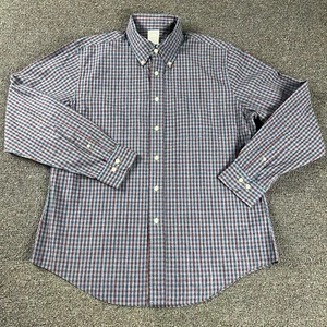 Brooks Brothers Shirt Mens L Blue Marrón 346 The Original Polo Button Up Slim - Picture 1 of 10