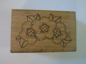 Sello de goma sin marca acolchado flores acolchado base de madera 3"x2" - Imagen 1 de 4