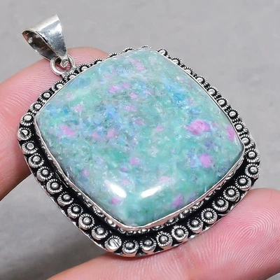 Colgante de joyas de regalo étnico de moda hecha a mano de piedras preciosas de rubí fucsita 2,8" FP 3064 Foto 1 de 4