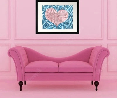 Arte de pared abstracto rosa | Enmarcado Foto 1 de 4