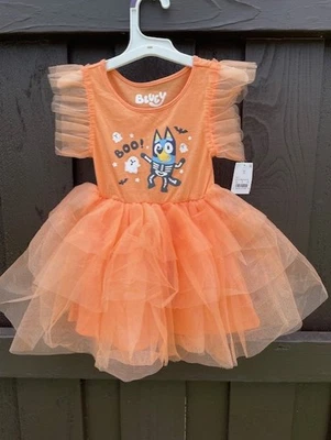BLUEY HALLOWEEN TUTU TULLE  SKELETON DRESS 2T NEW  WITH HAIRBOWS - Image 1 of 4