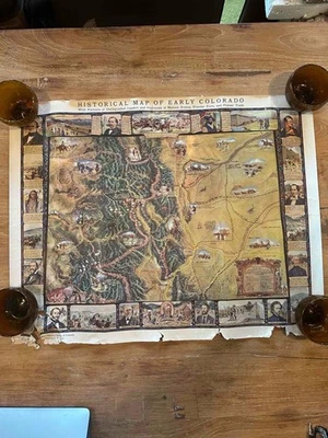 Mapa histórico de Colorado temprano por CW Love 1949 dañado ver fotos 4 detalles Foto 1 de 4