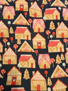 NUEVO 4 YARDAS 8" VACACIONES NAVIDAD PAN DE JENGIBRE CASA ÁRBOL GALLETAS TELA POLAR - Imagen 1 de 5