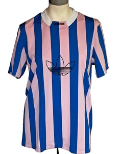 Adidas Herren Logo rosa/blau gestreift Fußball Fußball Trikot Größe M - Bild 1 von 7