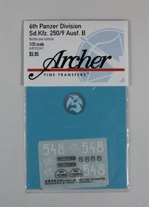 Archer 1/35 Sd.Kfz.250/9 Ausf.B "Elfi" Markings 6th Panzer Division WWII AR35341 - Picture 1 of 1