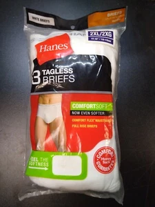 Men's White Hanes Tagless Cotton Briefs Size 2XL Comfort Soft New! - Picture 1 of 2