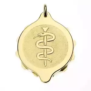 SOS Talisman Gold Plated Pendant - Snake & Staff - Picture 1 of 2