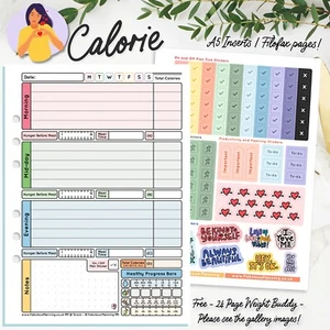  A5 Planificador de Dieta Páginas Diario Filofax Kikki CONTEO DE CALORÍAS - Papelería 🙂 - Imagen 1 de 10