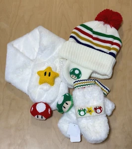 Super Mario Bros/For Children/Knit Cap/Winter Hat/Beanie/Hat GLOVE SCARF SET - Picture 1 of 7