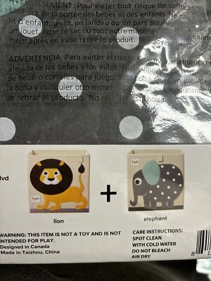 3 Sprouts Children's Foldable Fabric Storage Box Soft Toy Bin Set Lion Elephant - Image 1 of 3