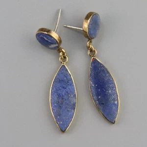 Vintage Lapis Vermeil Earrings 950 Sterling Silver with a Gold Wash - Picture 1 of 5