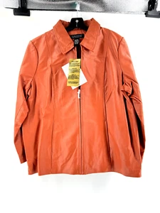 Nueva Chaqueta de Cuero Naranja Diálogo Para Mujer Nueva con Etiquetas Cremallera Completa Otoño Otoño Talla 1X - Imagen 1 de 11