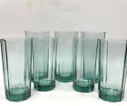 Anchor Hocking Reflections Set Of 7 Green Paneled Glasses 3-6 3/8? And 4- 5 3/4?