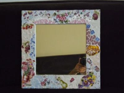 Mosaic Wall Mirror Floral 16" x 16" EXC - Image 1 of 4
