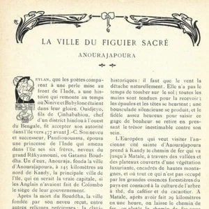 Anourajapoura - La ville du figuier sacré - - Article Coupure de presse 1904 - Picture 1 of 4