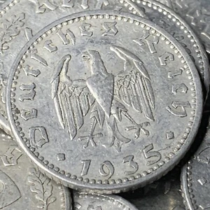 Rare Third Reich Germany 1935 50 RP Reichspfennig Aluminum Coin Buy 3 Get 1 Free - Picture 1 of 12