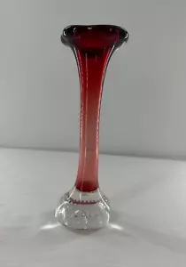 Ruby Art Glass Footed Swung Vase Controlled Bubbles - Picture 1 of 5