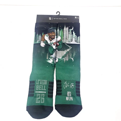 Strideline Le'veon Bell NY Jets Super Hero Forest Mens Sz M/L Graphic CFS Socks Cover