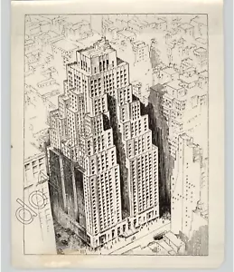 ARCHITETTURA Drawing Hotel NEW YORK Foto stampa vintage anni '30 - Foto 1 di 2