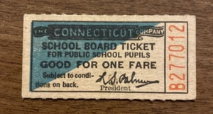Vintage 1940s The Connecticut Company School Board Trolly Railway Ticket P6a - Imagen 1 de 11
