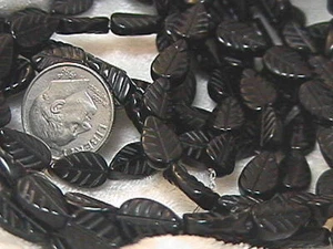7mm  x 11mm Black Onyx Leaf Beads Strand 35+/- per Strand - Bild 1 von 1