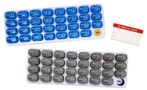 AM/PM 31-Day Monthly Pill Organizer Pods with Tray (Blue/Grey) - Picture 1 of 7