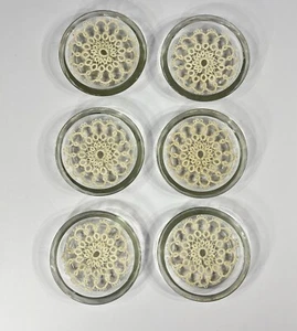 Vintage Glass Etched Shamrock With Doilies Set Of 6 - Nice Quality - Unique - Picture 1 of 10