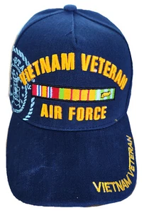 U.S. Air Force, Vietnam Veteran, ribbons, Emblem on side, navy blue hat - Picture 1 of 1