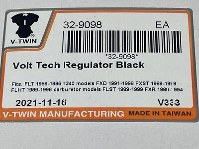 V-Twin Volt Tech Regulator Black for Harley Davidson 32-9098 - Image 1 of 2