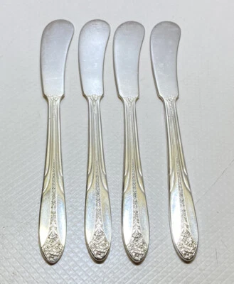 4 x National Double Tested Silverplate 6” Butter Knives Princess Royal Pattern - Image 1 of 3