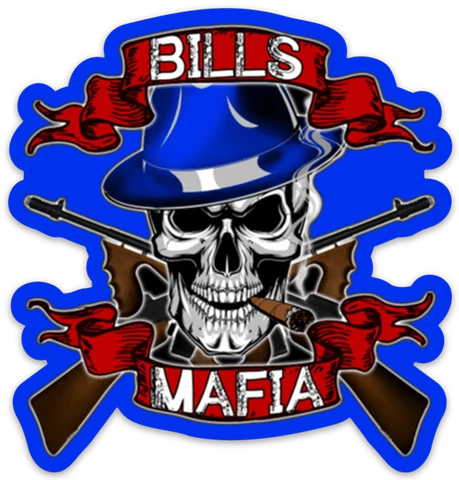 Buffalo Bills Bills Mafia Skull with Fedora Hat & Tommy Guns type Die-cut MAGNET Cover