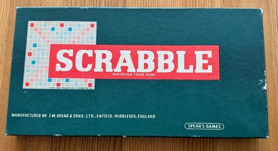 Vintage 1955 Scrabble Board Game Complete 4 Wood Tile Holders, Original Box VGC - Image 1 of 4
