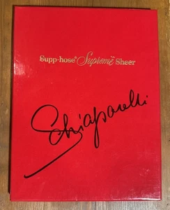 Vintage 50s SCHIAPARELLI SUPP-HOSE Sheer Stockings Garter Top 9-1/2 XL NIB - Picture 1 of 7
