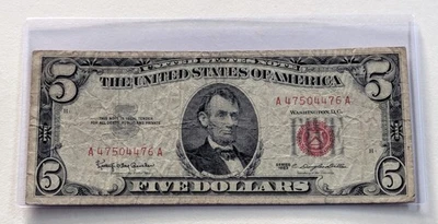 US Five Dollars, 1963, $5 Red Seal  - Image 1 of 2